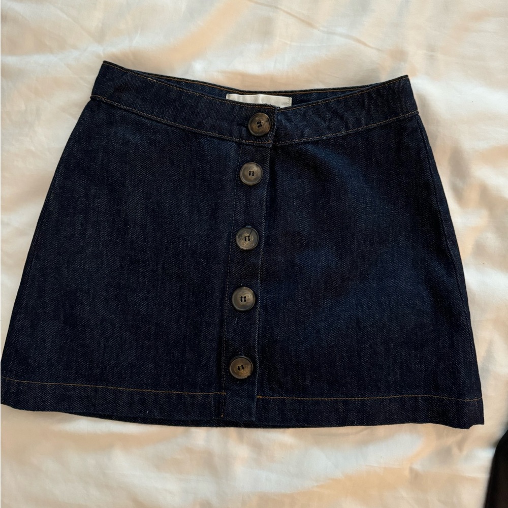 Reformation button down denim skirt